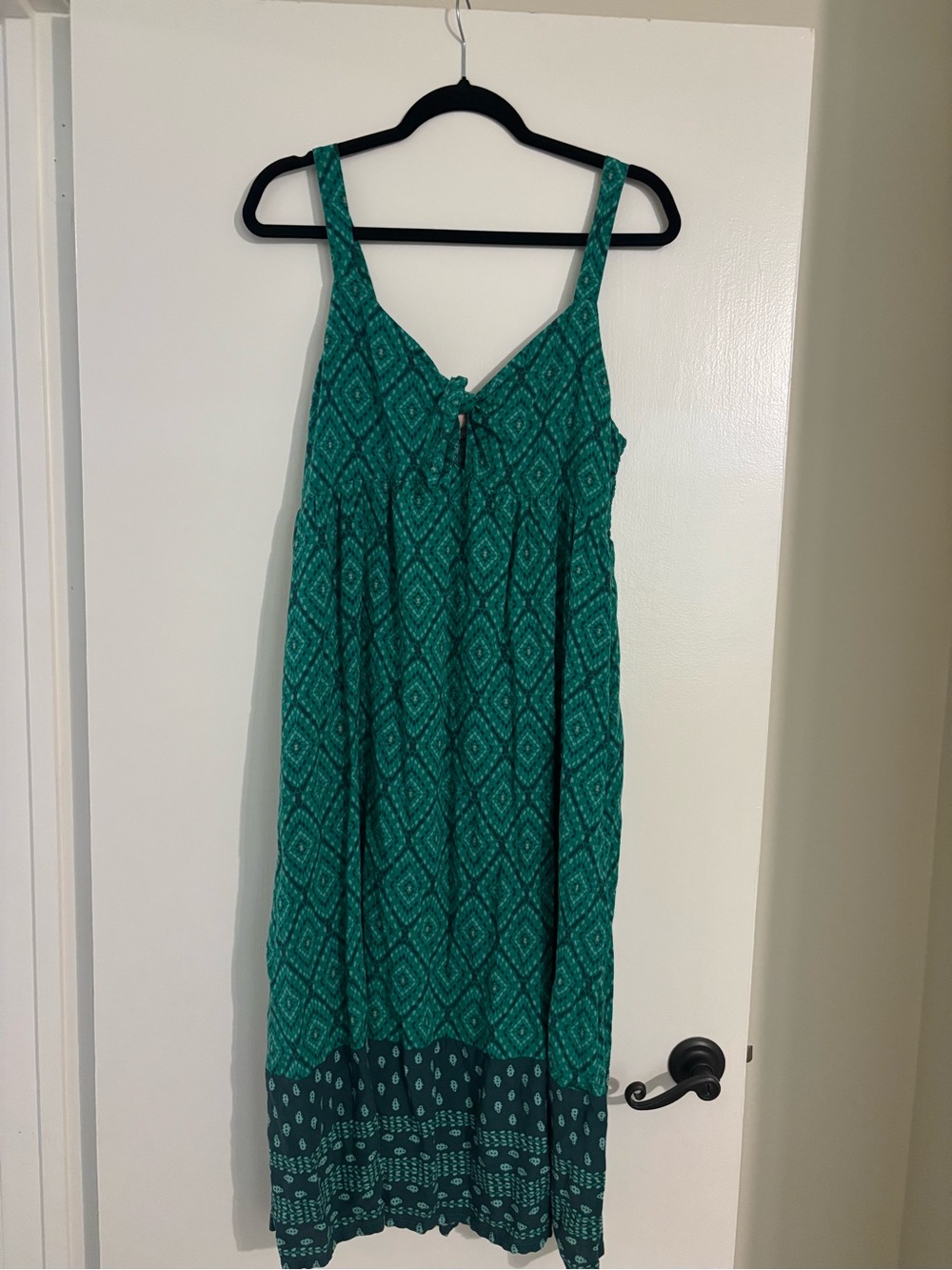 Knox Rose Green Geo-Print Sleeveless Maxi Dress with Tie